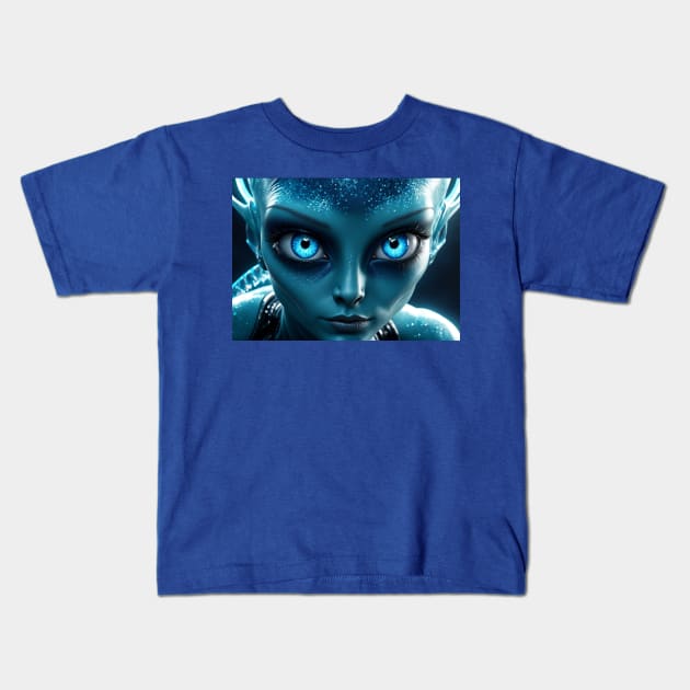 Hybrid Alien Beautiful Girl Blue Kids T-Shirt by starcraft542